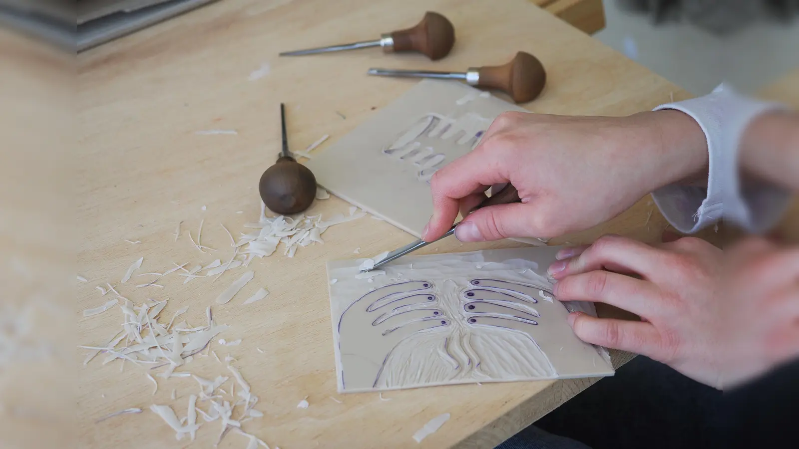 Workshop Linoldruck (Bild: Regina Ernst)