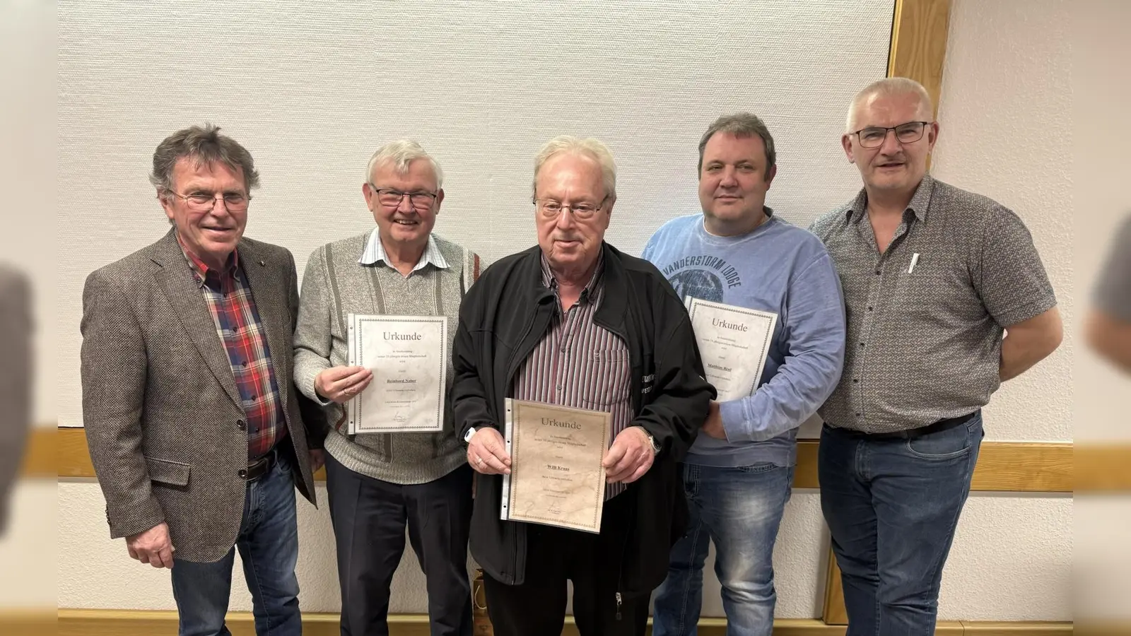 v.l.: 1. Vorsitzender Dr. Wolfgang Witt, Reinhard Naber, Willi Kraus, Matthias Reul, 2. Vorsitzender Uli Roth (Bild: Andreas Heinz)