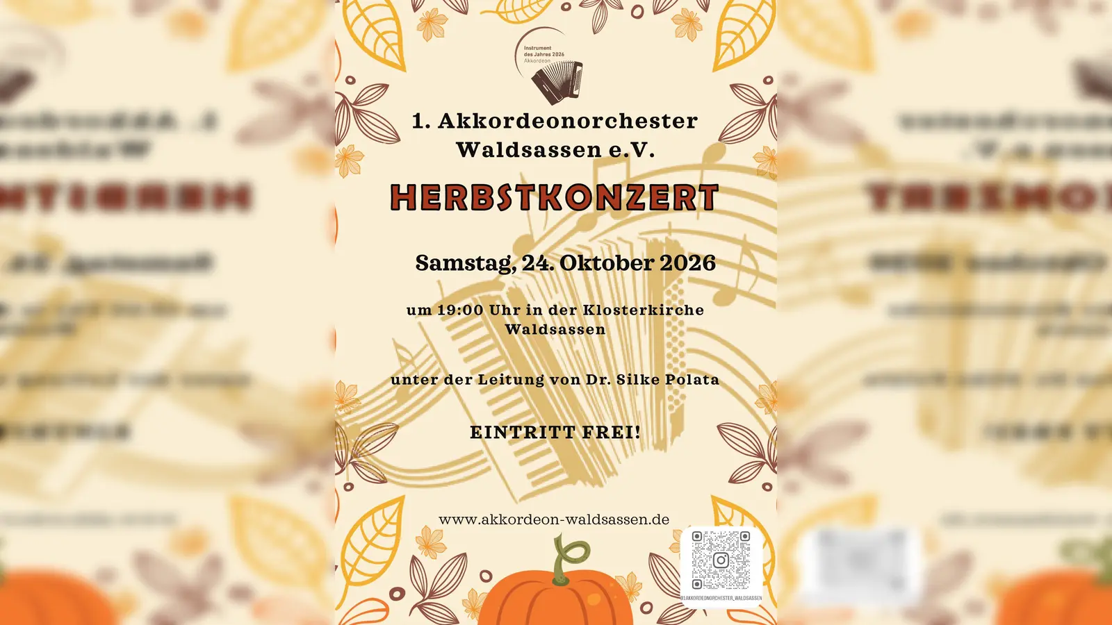 Herbstkonzert 1. Akkordeonorchester Waldsassen e.V. 24.10.2026 (Bild: Melanie Hencke)