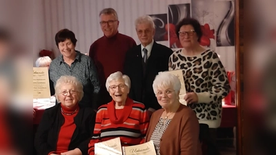 Von links stehend: Karin Schmidkonz, Franz Stahl, Edwin Ulrich, Liselotte Kulzer. Von links sitzend: Marianne Scheffler, Ilse Schnabl, Christa Legat. (Bild: Marianne Scheffler)