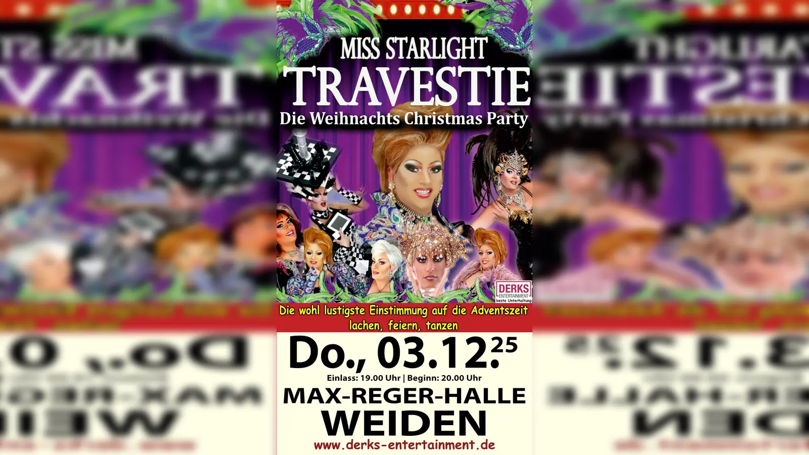 Pressebild zur Travestie-Revue-Gala „Miss Starlight &amp; Stars“, die am Donnerstag, 3. Dezember, in der Max-Reger-Halle in Weiden gastiert. (Bild: QUELLE UNBEKANNT!)