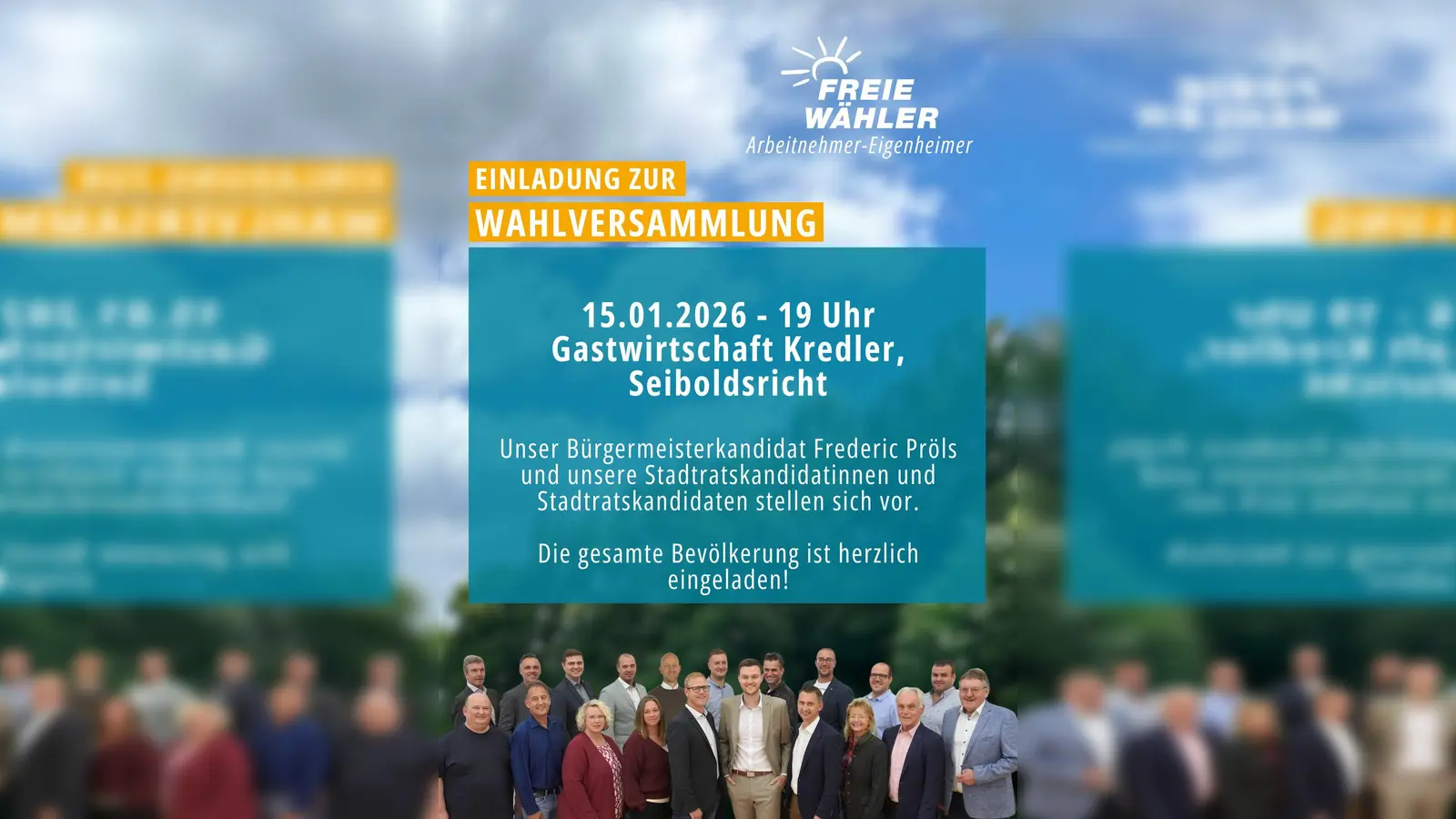 Bürgermeisterkandidat Frederic Pröls stellt sich mit seinem Team vor (Bild: Tonia Pröls)