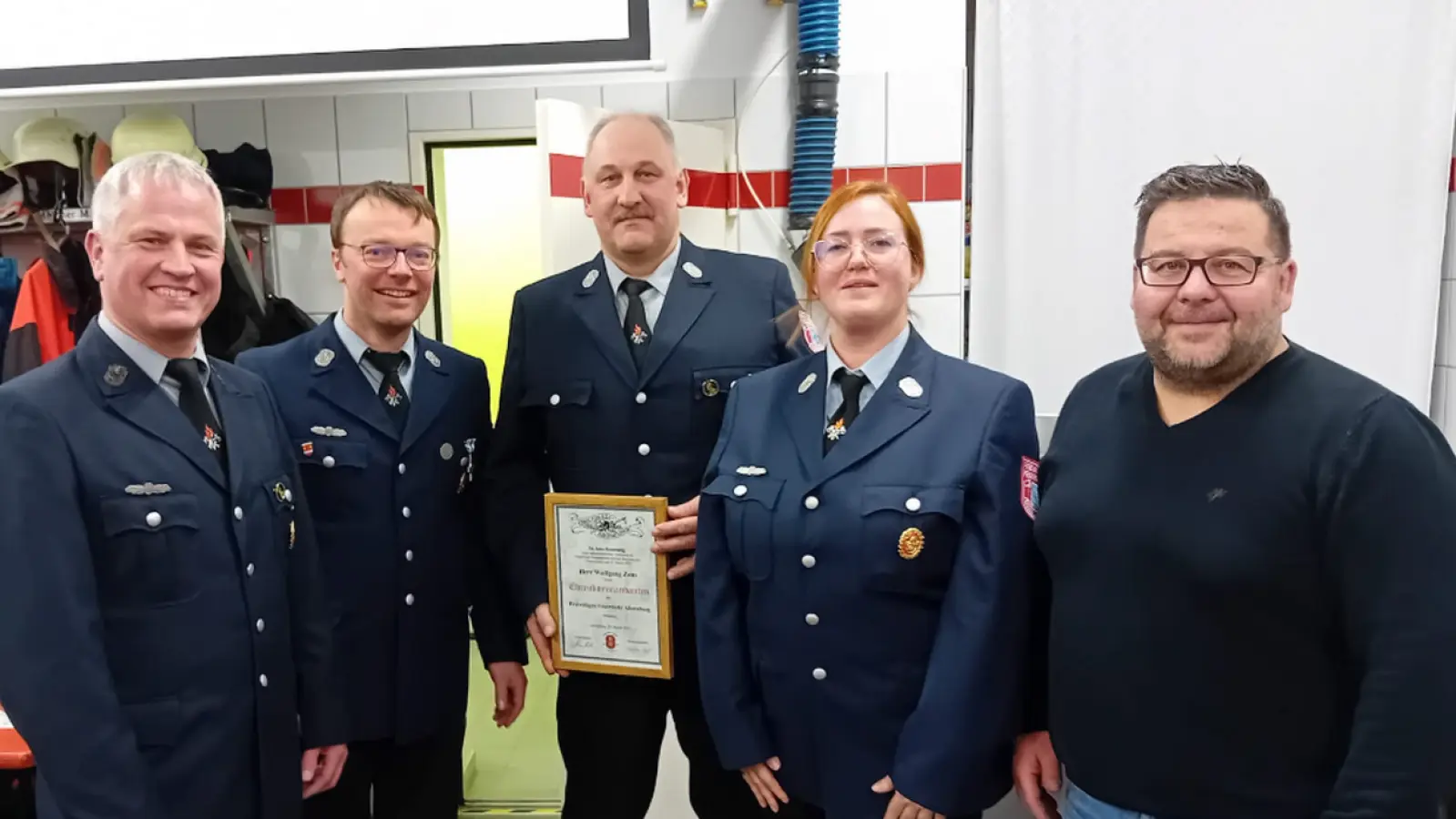 Von links nach rechts: Matthias Melzner, Hubert Scherm, Wolfang Zaus, Stephanie Greger, Thomas Kaufmann. (Bild: Jasmin Heser)