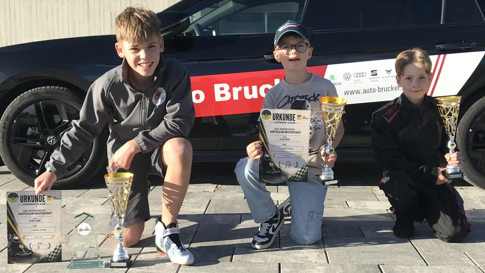 Starke Leistungen beim Nordbayerischen ADAC Endlauf brachten Leonas Grabe (von links), Julian Hagn und Dominik Fröhlich. (Bild: Karl-Heinz Dietrich )