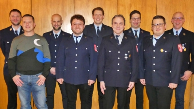 von links: Erwin Schinhammer, Jörk Kaduk, Manuel Lettner, Andreas Pirkl, Manuel Graf, Thomas Kraus, Andreas Winter, Daniel Kederer und Peter Kraus (Bild: Heidi Kurz)