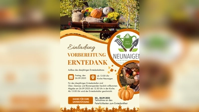 Flyer Vorbereitung für Erntedank in Neunaigen (Bild: Maria Treiber)
