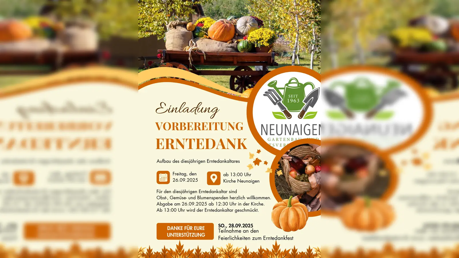 Flyer Vorbereitung für Erntedank in Neunaigen (Bild: Maria Treiber)