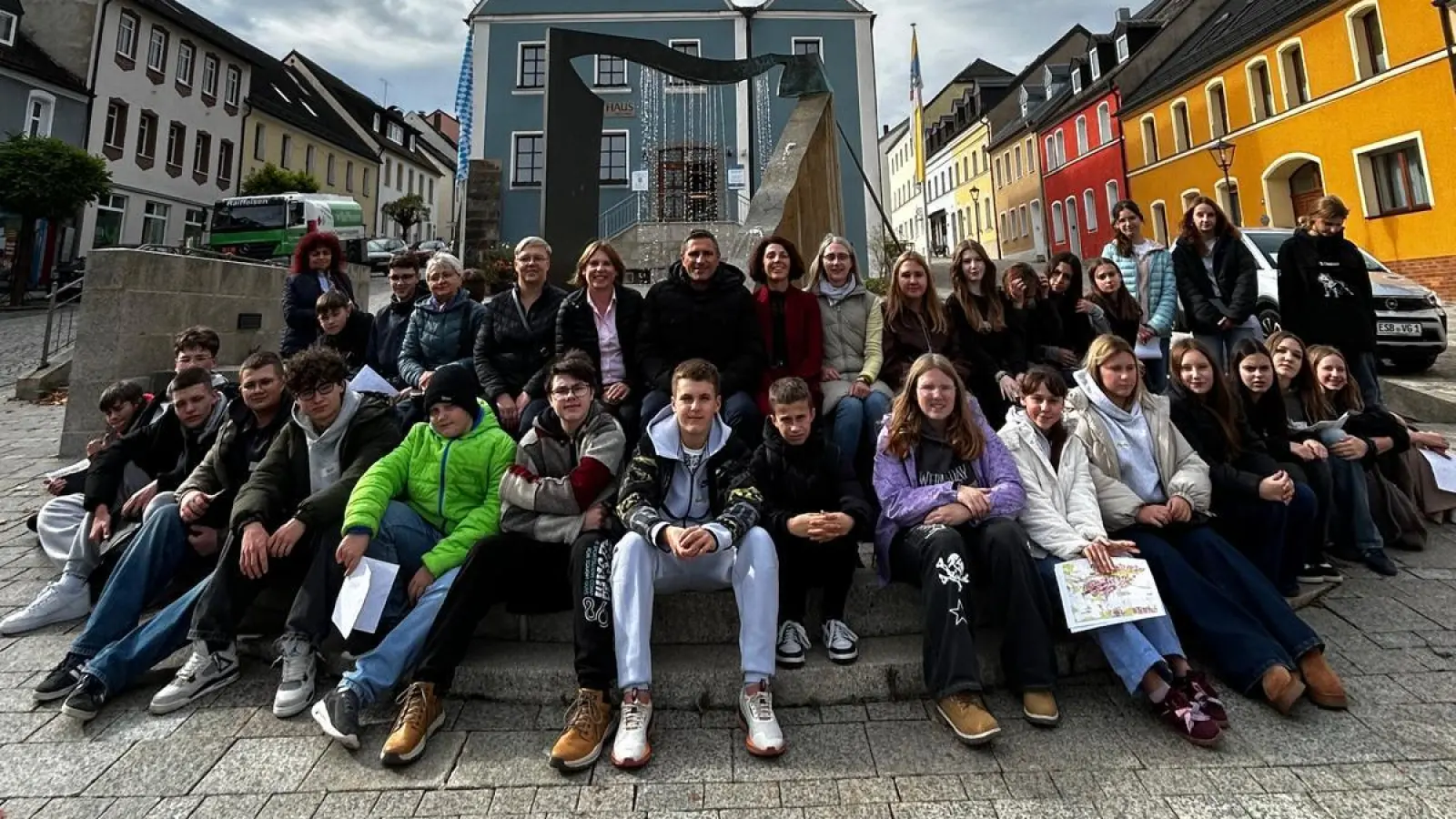 Die deutschen Jugendlichen mit ihren polnischen Gastschülern in Eschenbach. (Bild: Renata Seredynska)