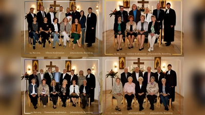 Links oben: Silberne Konfirmation. Rechts oben: Goldene Konfirmation. Links unten: Diamantene Konfirmation. Rechts unten: Gnaden Konfirmation. (Bild: Carola Jäger)