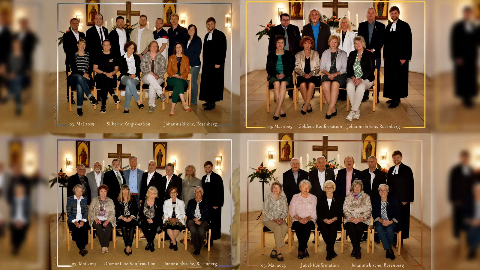 Links oben: Silberne Konfirmation. Rechts oben: Goldene Konfirmation. Links unten: Diamantene Konfirmation. Rechts unten: Gnaden Konfirmation. (Bild: Carola Jäger)