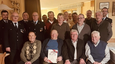 Die geehrten Mitglieder mit Bgm. Richard Tischler und KBM Günther Ponnath. (Bild: Wolfgang Irlbacher)