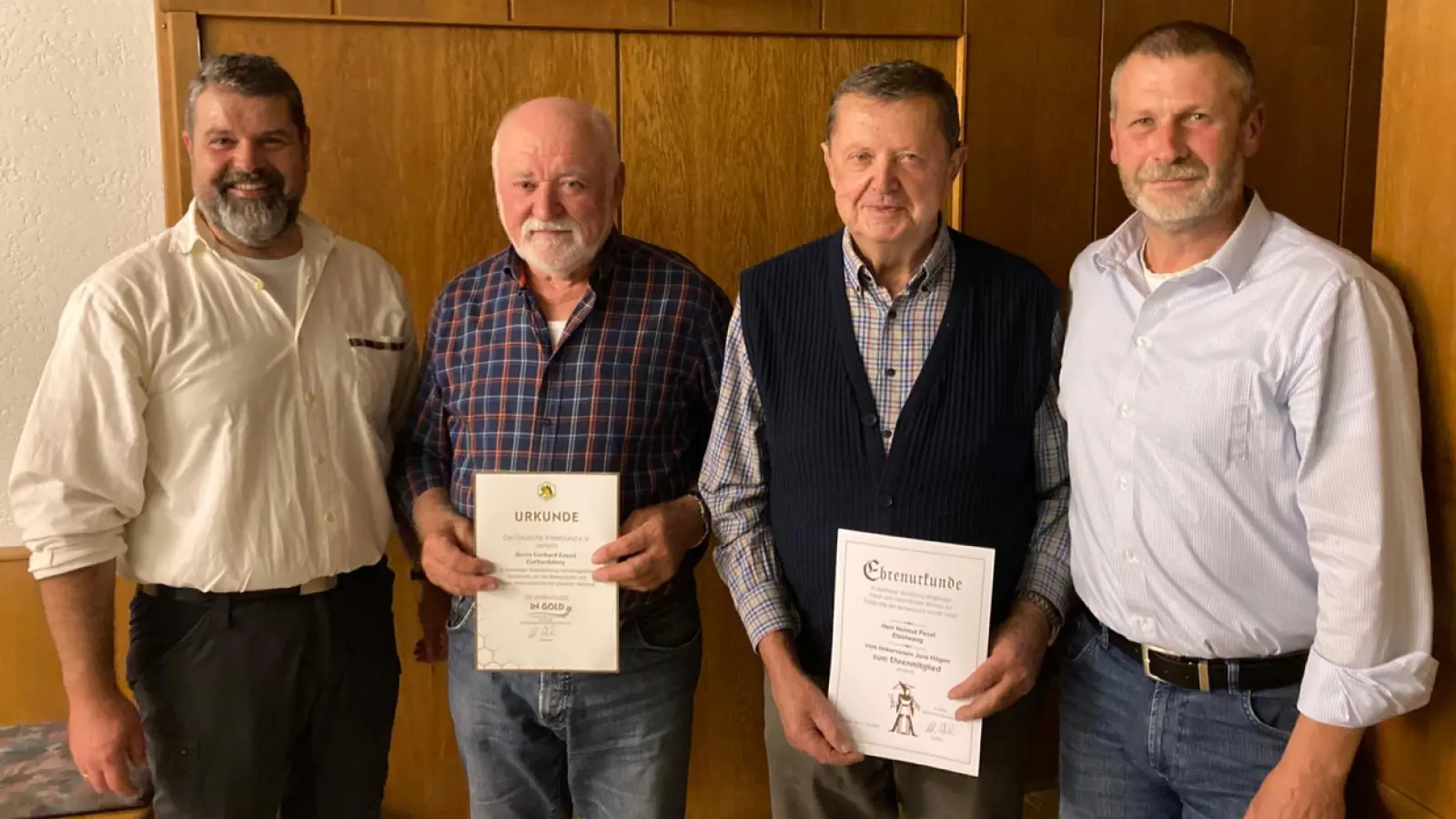 v. l. n. r.: Alexander Bock (Vorsitzender), Gerhard Fenzel, Helmut Pesel, Bernd Fischer (stv. Vorsitzender). (Bild: Bernd Fischer)