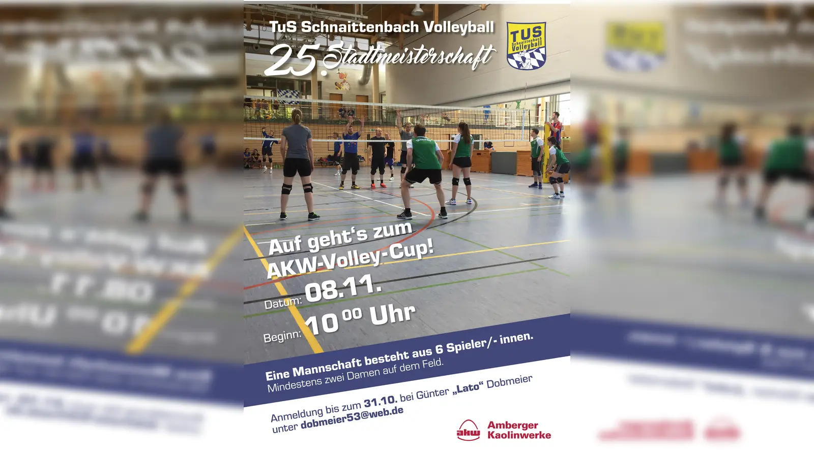Auf geht's zum AKW-Volley-Cup 2026 am 8.November 2026 in der Doppelsporthalle am Sachsenbau in Schnaittenbach. (Bild: Sebastian Scholz)