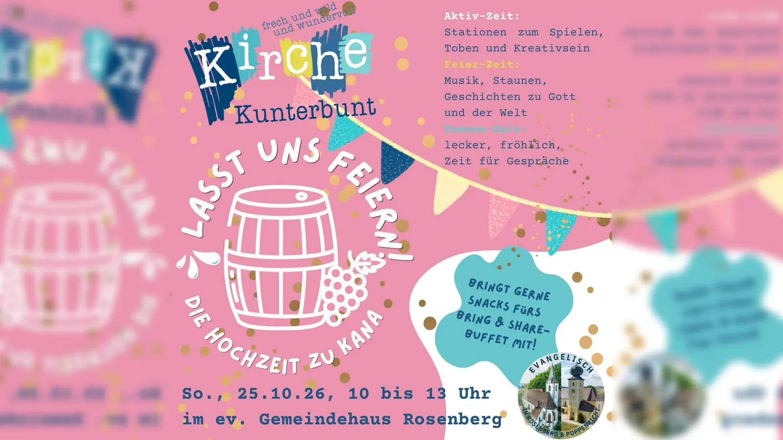 Einladungsflyer Kirche kunterbunt 25.10. (Grafik: Daniel Götzfried (daniel.goetzfried@elkb.de))