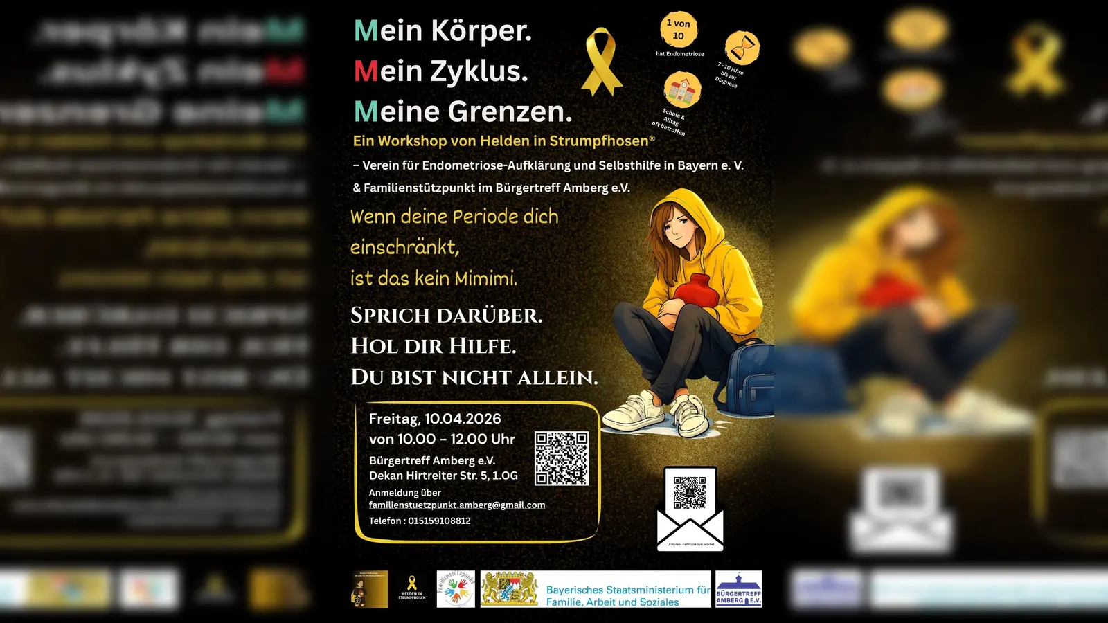 Workshop „Mein Körper. Mein Zyklus. Meine Grenzen.“ von Helden in Strumpfhosen® zur Aufklärung über Endometriose, Zyklus und Frauengesundheit im Bürgertreff Amberg. (Bild: Sandy Gruber)