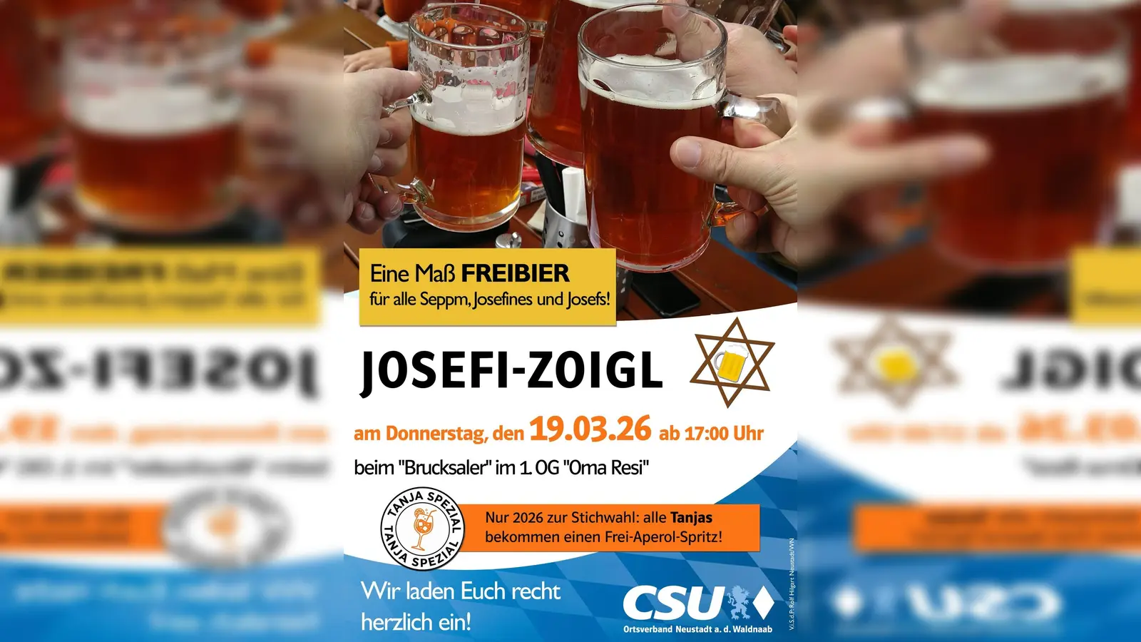 Einladung zum Josefi-Zoigl der CSU Neustadt/WN (Bild: Walter Rustler)