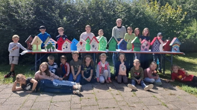 Viele bunte Vogelhäuschen entstanden beim Ferienprogramm des SV Etsdorf (Bild: Sandra Preitschaft)
