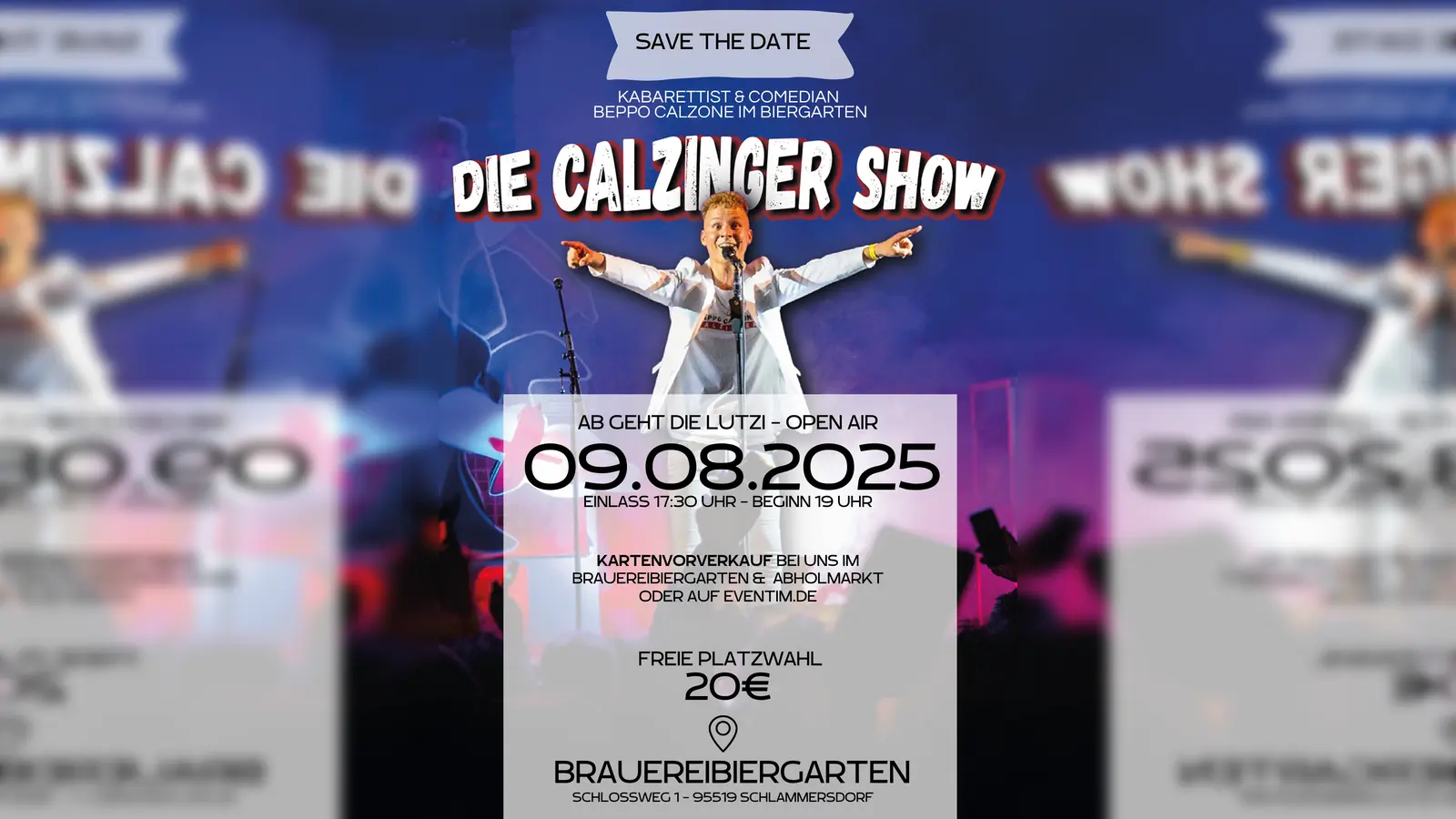 Calzinger Show im Biergarten - Ab geht die Lutzi in Schlammersdorf im August (Flyer erstellt durch Püttner Bräu GmbH). (Bild: Püttner)