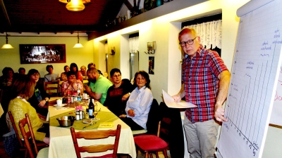 Udo Holweg schilderte die Entwicklung des Holzapfels hin zum Kulturapfel. (Bild: Leonhard Ehras)