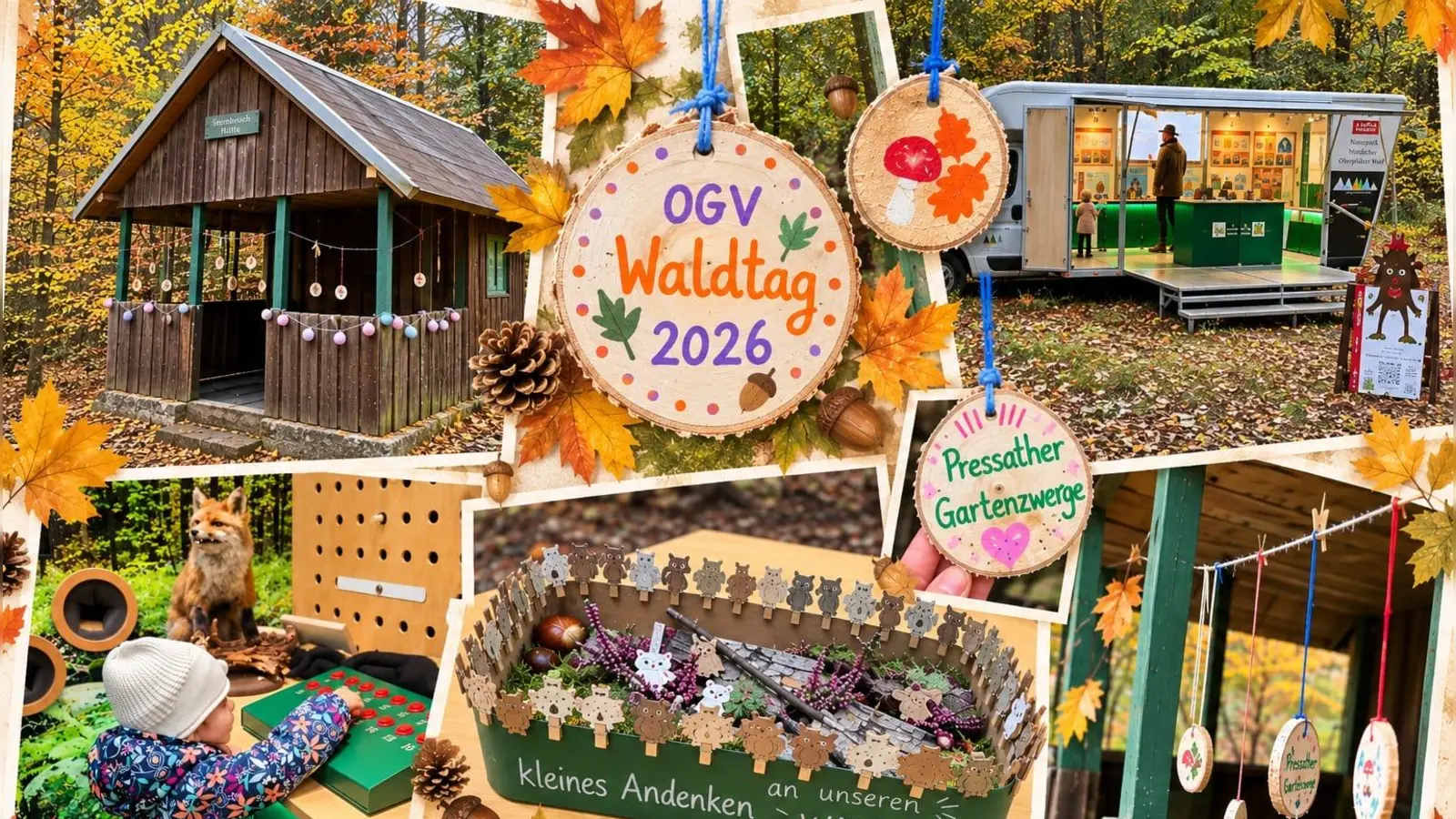 Waldtag der Pressather Gartenzwerge 2026. (Bildmontage: Ramona Hösl)