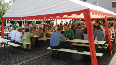 Über viele Frühschoppenbesucher freute sich die Trabitzer CSU, die anlässlich ihres 70. „Geburtstags” zum Sommerfest nach Burkhardsreuth eingeladen hatte. (Bild: Dr. Bernhard Piegsa)