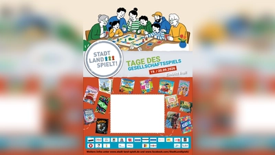 Das Bild zeigt das Plakat zur Veranstaltung „Stadt – Land – Spielt!“ am 19. und 20. September in der Stadtbücherei St. Michael in Grafenwöhr. (Bild: QUELLE UNBEKANNT!)