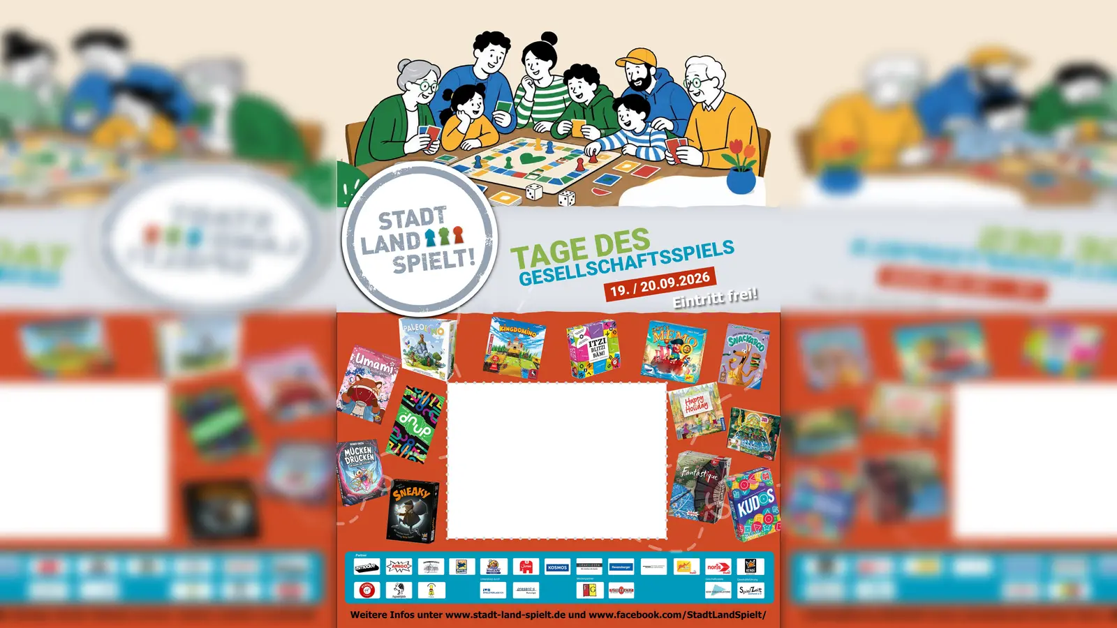 Das Bild zeigt das Plakat zur Veranstaltung „Stadt – Land – Spielt!“ am 19. und 20. September in der Stadtbücherei St. Michael in Grafenwöhr. (Bild: QUELLE UNBEKANNT!)
