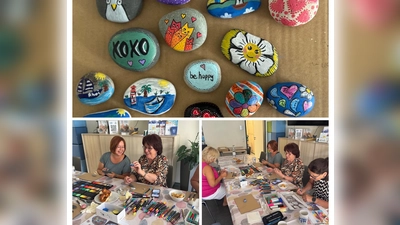 Spaß, Kreativität und Entspannung beim Steine bemalen mit der Frauenunion TIR (Bild: Claudia Kost)