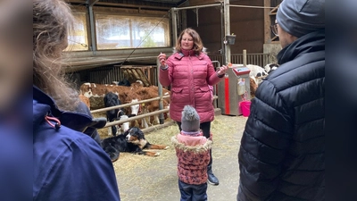 Die Buben und Mädchen des BRK-Kindergartens Tirschenreuth besuchten mit ihren Eltern den Wallerhof. (Bild: Kinderhaus Weltentdecker/exb)