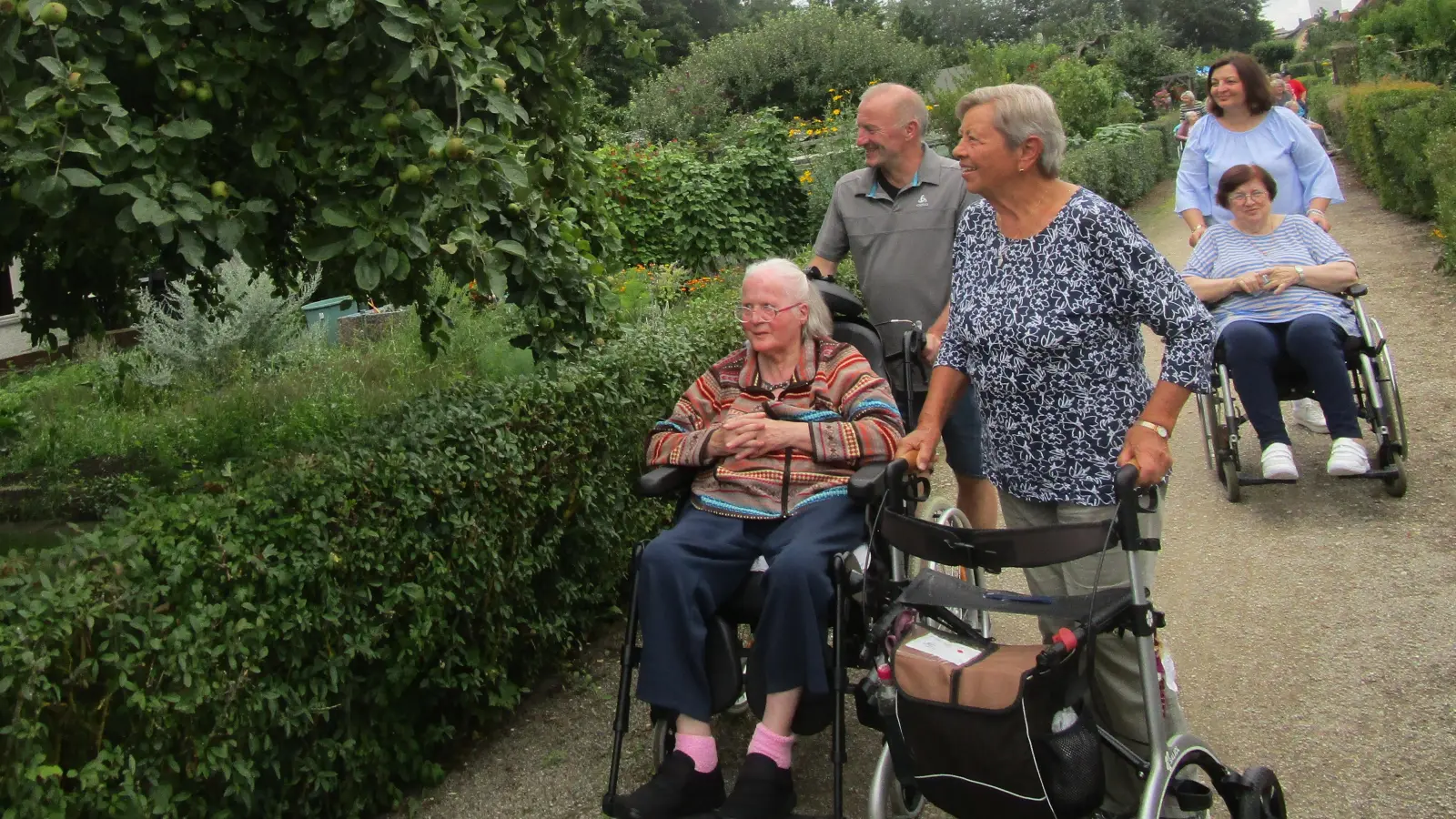 Die Marienheim-Senioren bewunderten die hübsch angelegten Schrebergärten am Schießstätteweg (Bild: Daniela Donhauser)