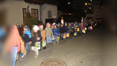 Mit ihren Laternen zogen die Kinder des Kindergartens Arche Noah singend durch die Straßen. (Bild: Johann Adam)
