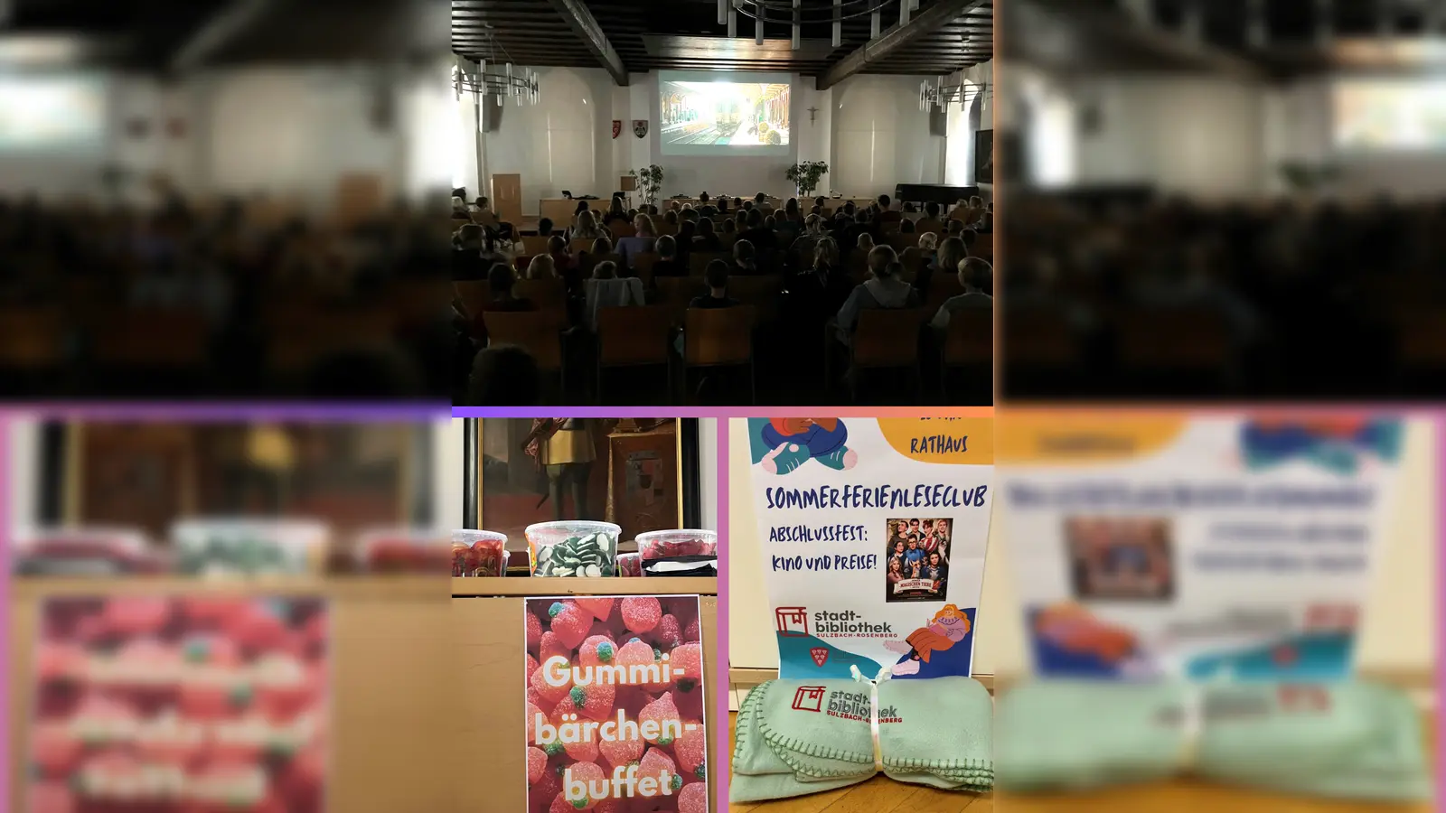Kino im Großen Rathaussaal, ein Gummibärchenbuffet und tolle Decken erhielten die fleißigen Leserinnen und Leser von der Stadtbibliothek. (Bild: Christine Hollweck)