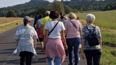 Die Kastler Wallfahrer auf dem Weg zum Armesberg. (Bild: Birgit Übelmesser)