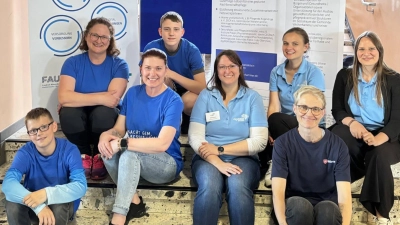 Von links: Moritz Martin (Helfer), Carina Adam (ÜL), Susanne Martin (PL), Jonas Martin (Helfer), Sarah Kretlow, Paula Rühl, Stefanie Hacker, Jana Rühl. (Bild: Susanne Martin)
