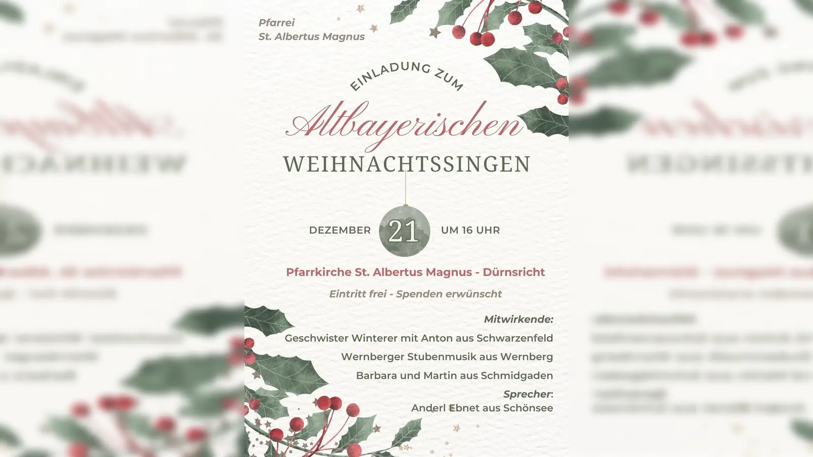 Flyer Weihnachtssingen. (Bild: Florian Schießl)
