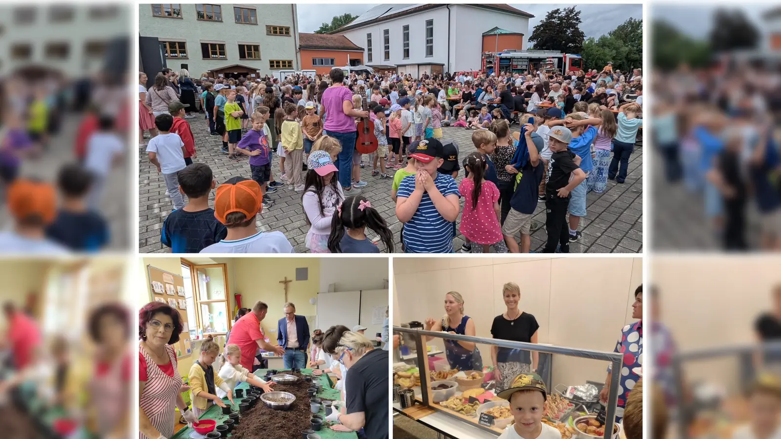 Die Grundschule feiert mit zahlreichen Gästen, darunter auch erster Bürgermeister Bernd Sommer. (Bild: Kerstin Hironimus)