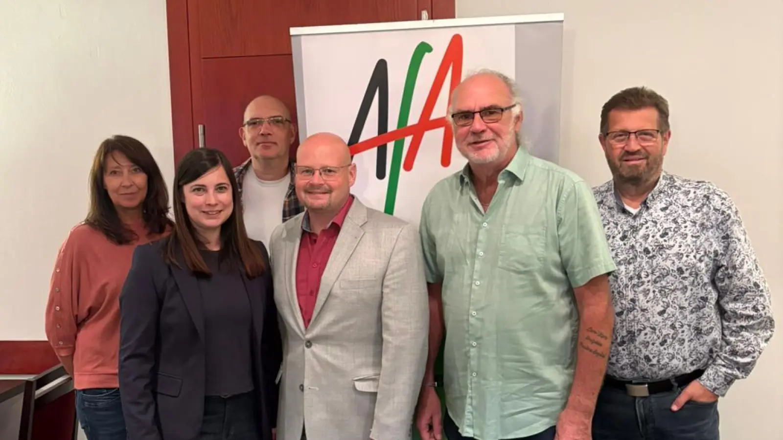 V. li. n. re Marianne König, SPD AfA Landesvorsitzende Katharina Räth, André Oettel, Holger Joschko, Karl Heinz König und Johannes Foitzik. (Bild: Daniela Ludwig)