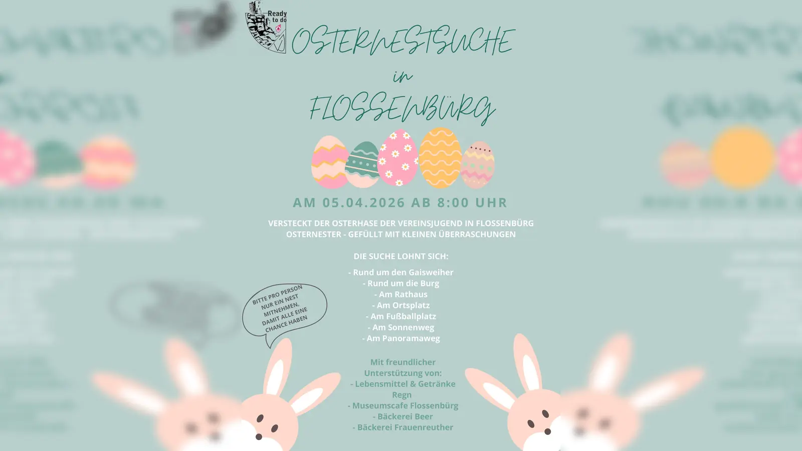 Plakat für die Osternestsuche 2026 der TSV Vereinsjugend Flossenbürg. (Bild: Jonas Meiler)