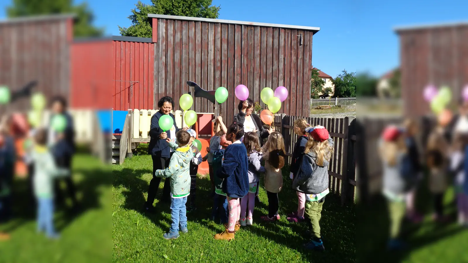 Die Vorschulkinder mit Christina und Karin. (Bild: Ina Zaspel)