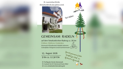 Grafik zum gemeinsamen Radltag auf dem Simultankirchen-Radweg am 15. August in Kürmreuth. (Bild: Karin Hiltel)