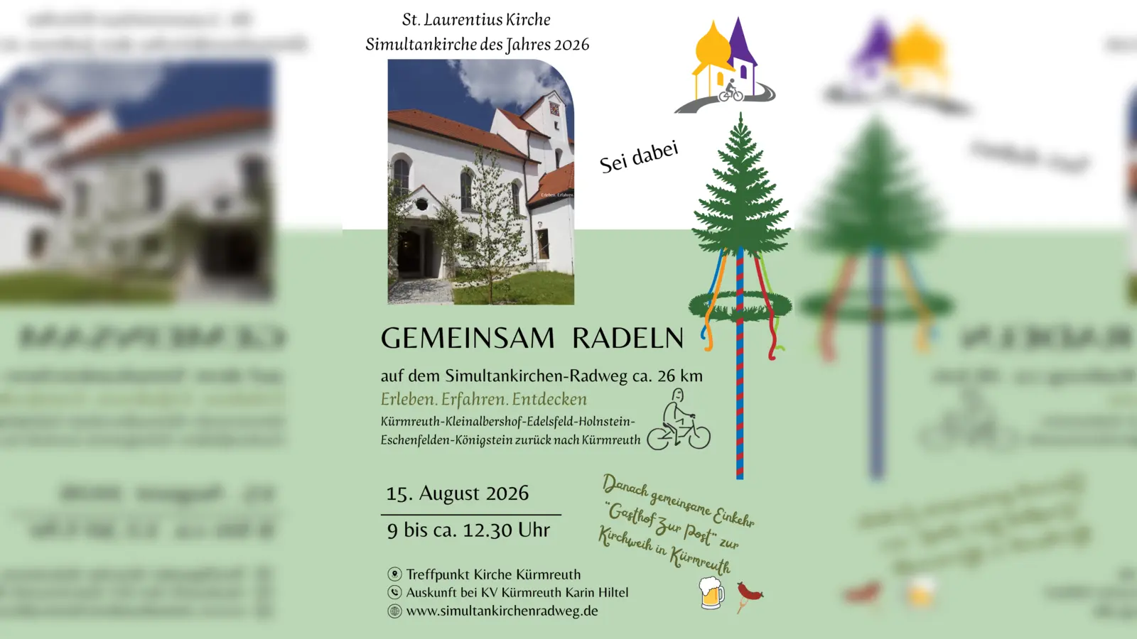 Grafik zum gemeinsamen Radltag auf dem Simultankirchen-Radweg am 15. August in Kürmreuth. (Bild: Karin Hiltel)