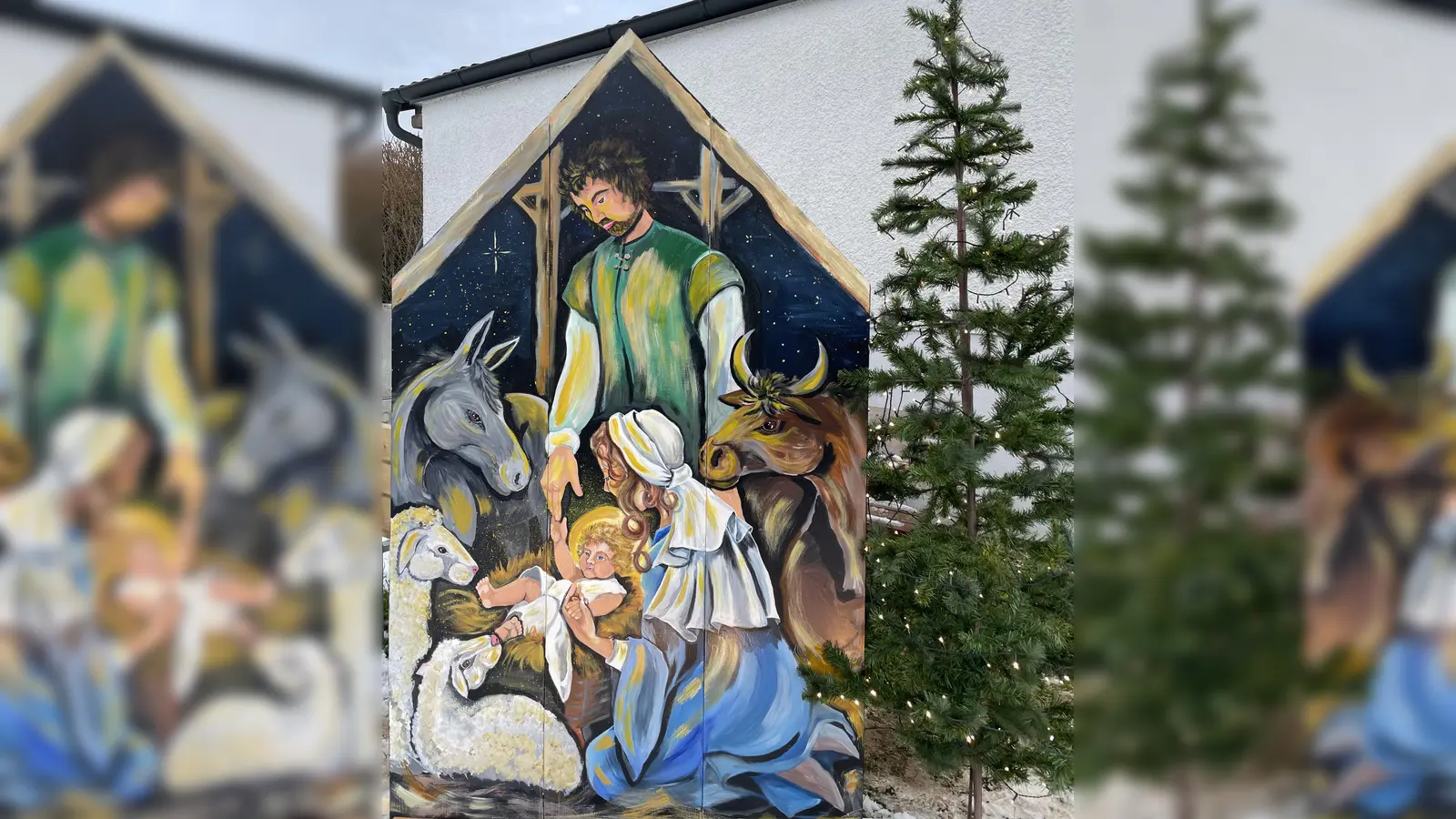 Die vierte Station des Ammerthaler Weihnachtsweges zeigt die Geburt Jesu. (Bild: Doris Weiß)