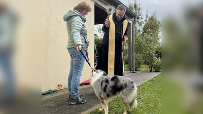 Tiersegnung im Pfarrgarten (Bild: Carolin Streller)