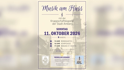 „Musik am Fluss“ mit der Knappschaftskapelle entlang der Vils in Amberg. (Bild: Susanne Sehr)