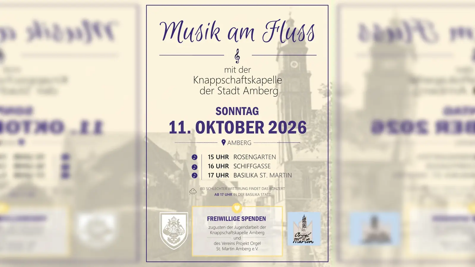 „Musik am Fluss“ mit der Knappschaftskapelle entlang der Vils in Amberg. (Bild: Susanne Sehr)