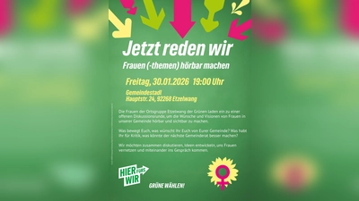 Veranstaltungsplakat Jetzt reden wir - Frauen (-themen) hörbar machen (Bild: Birgit Eitner)