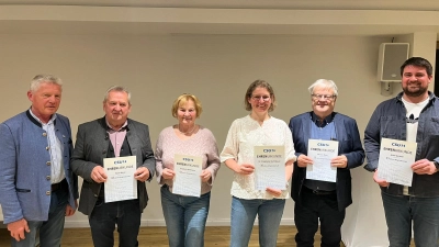 V.l.n.r.: Gerald Morgenstern, Hans Maier, Elisabeth Wittmann, Dr. Stephanie Kuchlbauer, Werner Rom, Josef Geitner. (Bild: David Nesner)