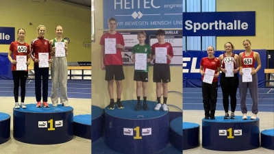 Drei Podestplätze des SCE - Linda und Carolina Gröger sowie Leonhard Grube (Bild: Abteilung Leichtathletik)