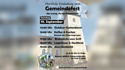 Einladungsflyer Evang. Gemeindefest Poppenricht am 19.09. (Grafik: Daniel Götzfried)