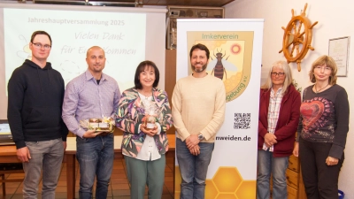 v.l.n.r: Kassier Michael Melchner, StB Florian Vogel, Stadträtin Brigitte Schwarz, Vorsitzender Georg Wallisch, BSV Monika Reichel, 2. Vorsitzende Ricarda Schumann. (Bild: Annett Petzold)